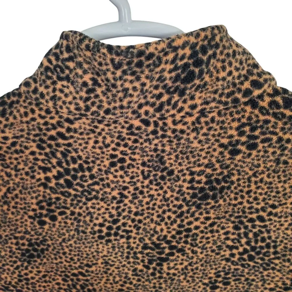 Lands End Womens 3X Shirt Leopard Print Zip Pullover Fleece Top Mob Wife Trendy - Picture 12 of 12